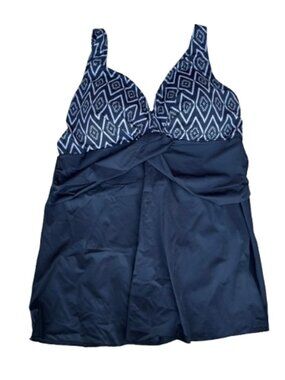 Perona Swimsuit Swimdress One Piece Womens Size 24W Black White